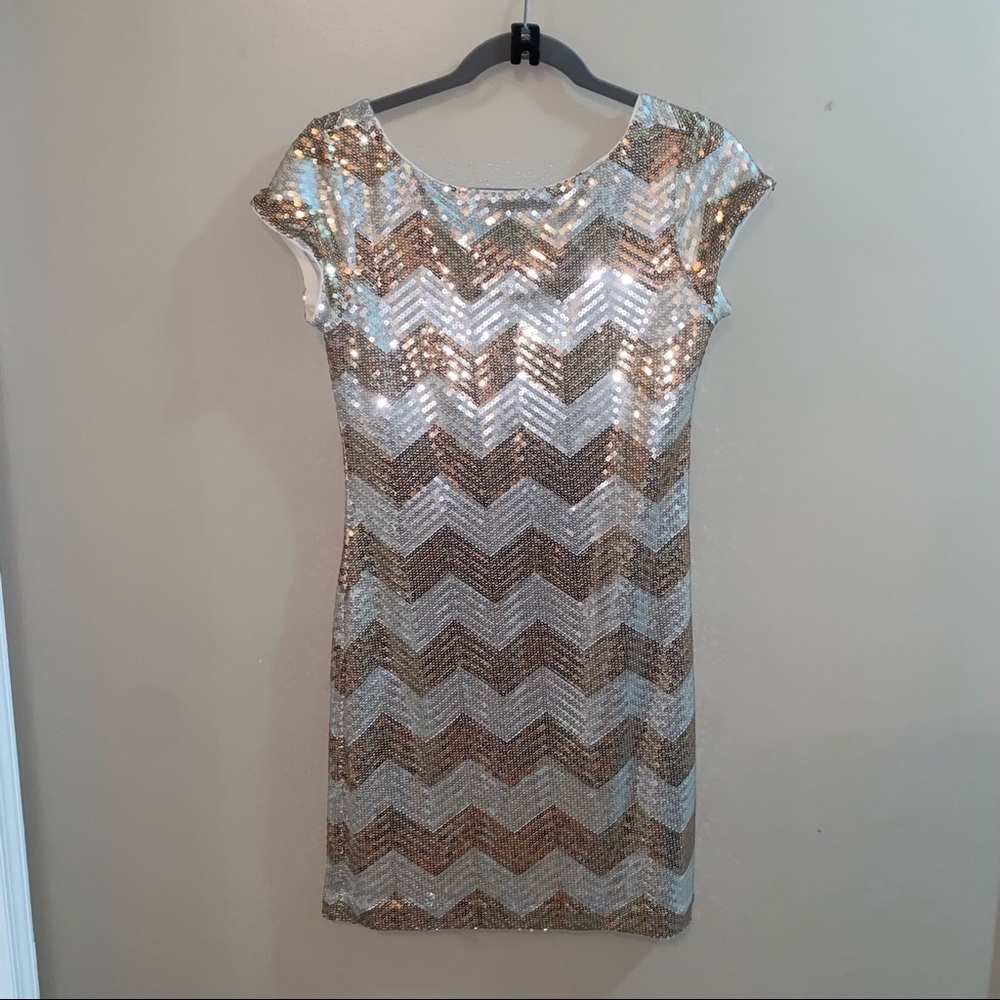 Silver and gold Chevron party dress